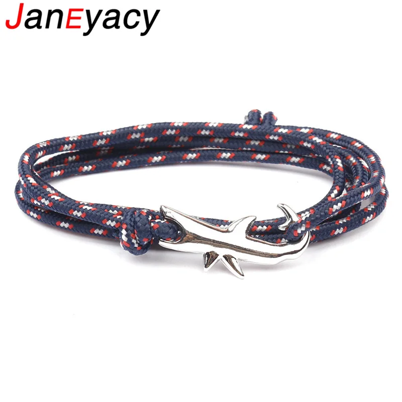 

Janeyacy High Quality Multilayer Fashion Sports Camping Men's Survival Rope Chain Bracelet Women's Pulseras Shark Style Bracelet