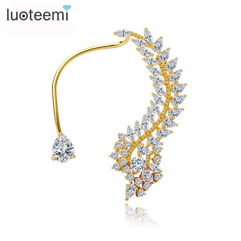 

LUOTEEMI New Fashion 1pc Crystal Rhinestone 3 Colors Choose Ear Cuff Clip Earrings Quality Jewelry Gift for Women Girl Brincos