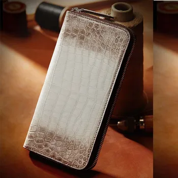 

gete New imported crocodile wallet men's large-capacity business leather wallet long zipper hand bag men's clutch bag