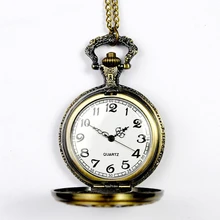 Момент# L05 Мода Винтаж бронза Зодиака Кулон карманные кварцевые карманные часы Цепочки и ожерелья