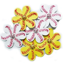 50 шт./лот, аксессуары и заколки для волос в виде софтбола, банты для волос в виде софтбола, бант для волос в виде софтбола, бейсбольный бант для волос