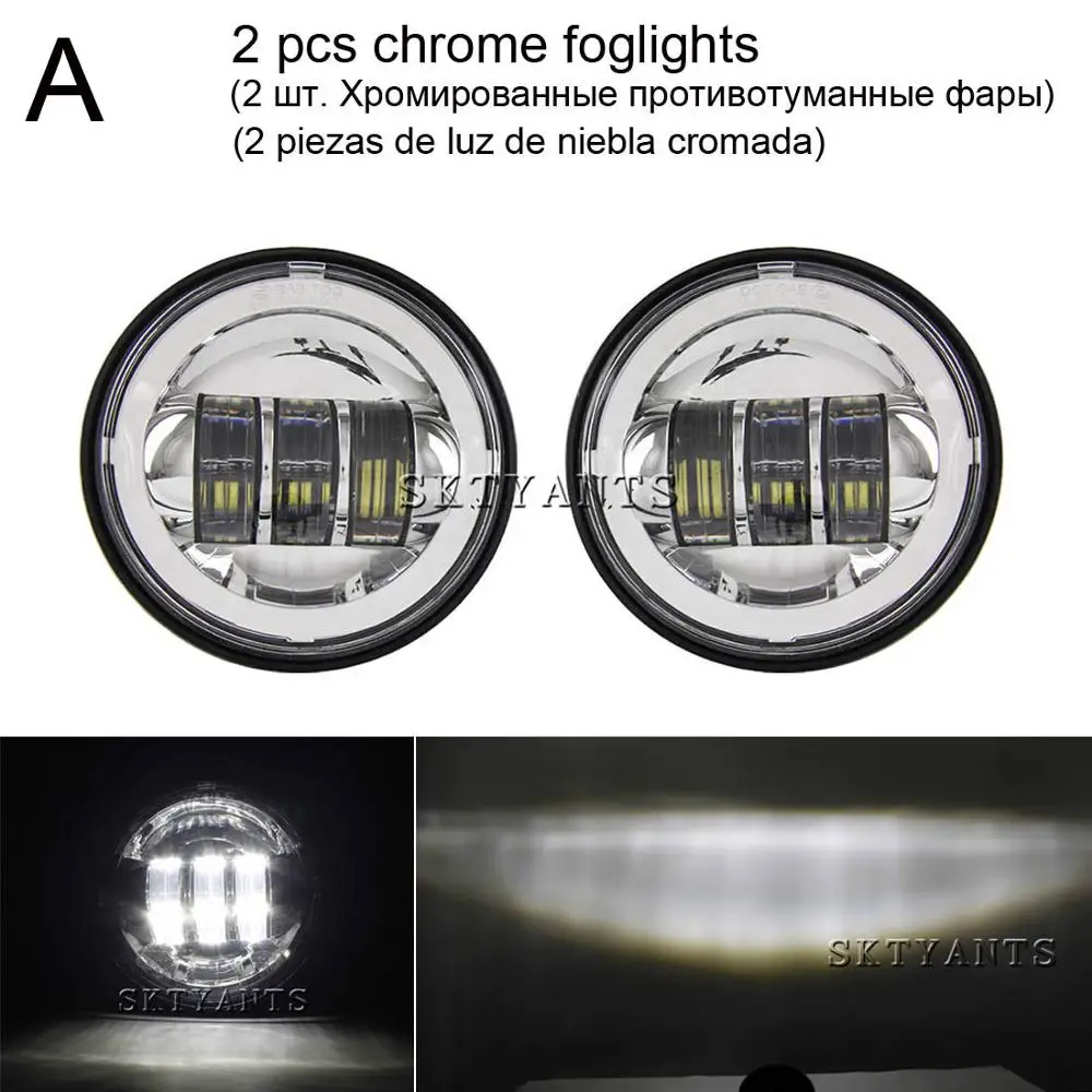2 шт., 4,5 дюймов, светодиодный светильник для мотоцикла, вспомогательная лампа, кронштейн, аксессуары, противотуманный светильник, корпус 4 1/2, черный хром - Цвет: A chrome lamps