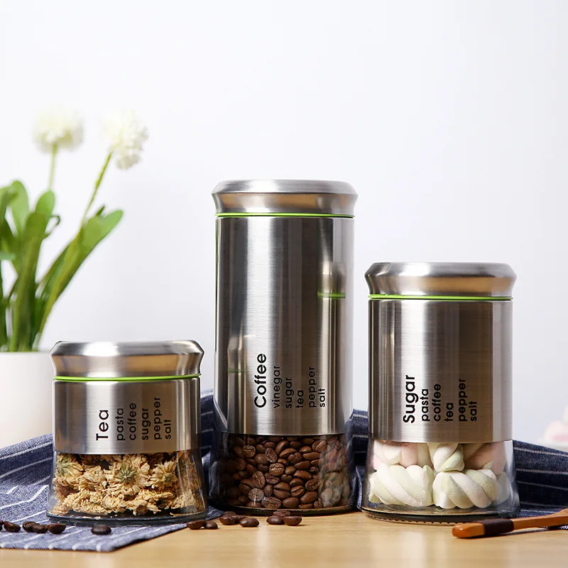 400ml 600ml 850ml Coffee Jar Glass Storage Tank 2019 Sugar Tea Spice Jars with Lids Food Storage Container Kitchen Containers