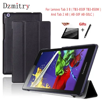

Tab 3 8 TB3-850F Case Tab 2 A8 A8-50F A8-50LC Tablet PC Stand Cover For Lenovo Tab3 8 Tab2 850f 850m case+protective Film+Pen