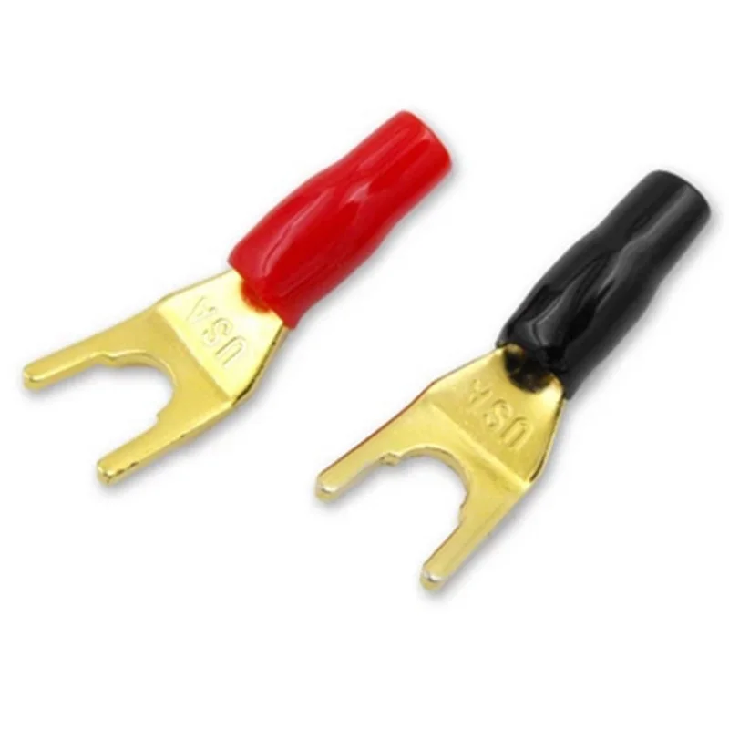 2 PCS U Y type 4mm plug HiFi wire connector adpter for speaker wire connectors audio Screw Fork