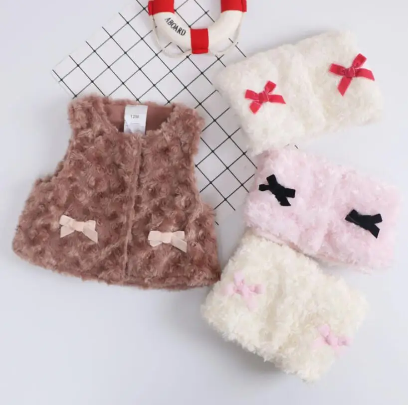 New 2018,winter warm baby girl clothing,baby girl vest,newborn baby girl clothes,baby girl fleece bow knot waistcoat for 0-2T