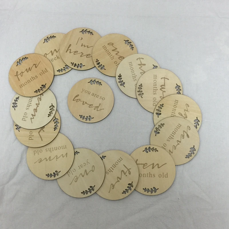 

floral baby shower gift wood baby milestone card 15 pcs