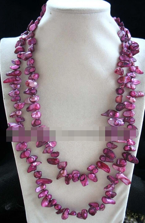 

FREE SHIPPING>>@>> 11.22 freshwater pearl deep purple baroque necklace 48" HOT NEW