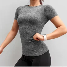 Быстросохнущие тянущиеся облегающие топы для йоги, женские спортивные футболки, майки для тренажерного зала, футболки для фитнеса, тренировочные футболки для бега, спортивные