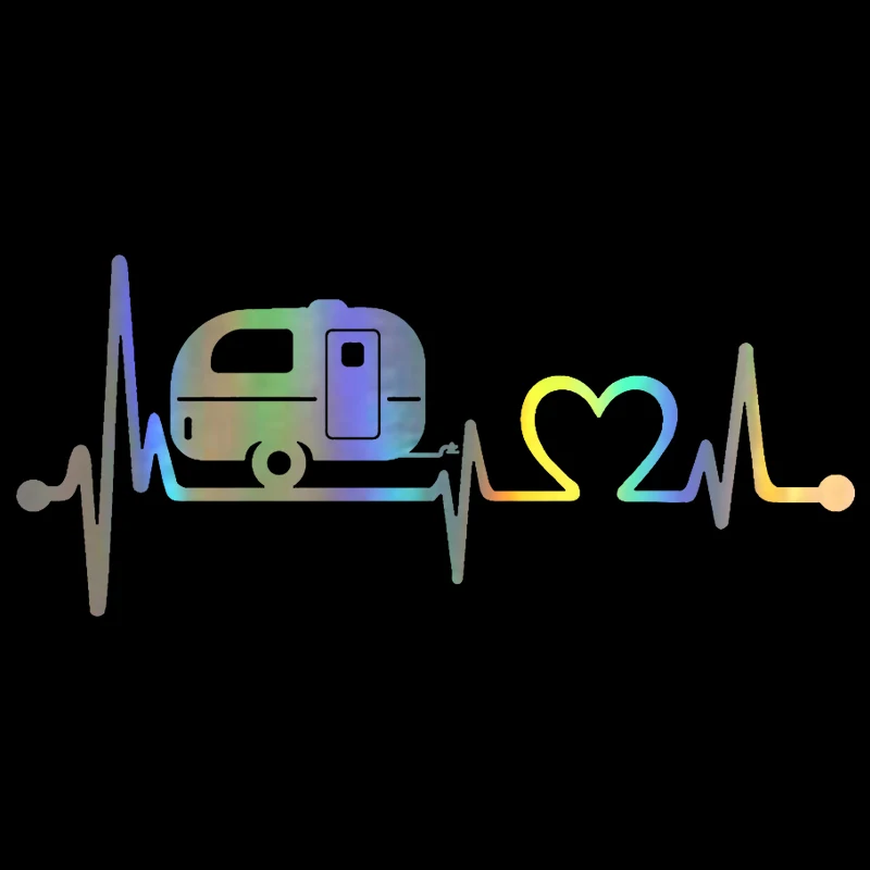 Camper Travel Hiker Camper Heartbeat Vinyl Car Sticker Car Body Wall Window Decoration Decal Stickers Car Styling 20.3cm8 (4)