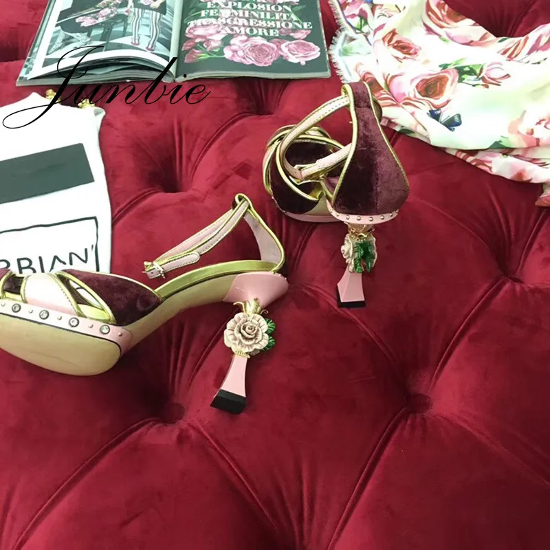 As Rosa Sandalias Correa Cuero Hebilla Tacón De Negro Sexy Tachonado Zapatos Genuino Las Alto Junbie Dedo Pic Mujer Mujeres as Verano Abierto Pic Del Floral Pie 8dBqwa