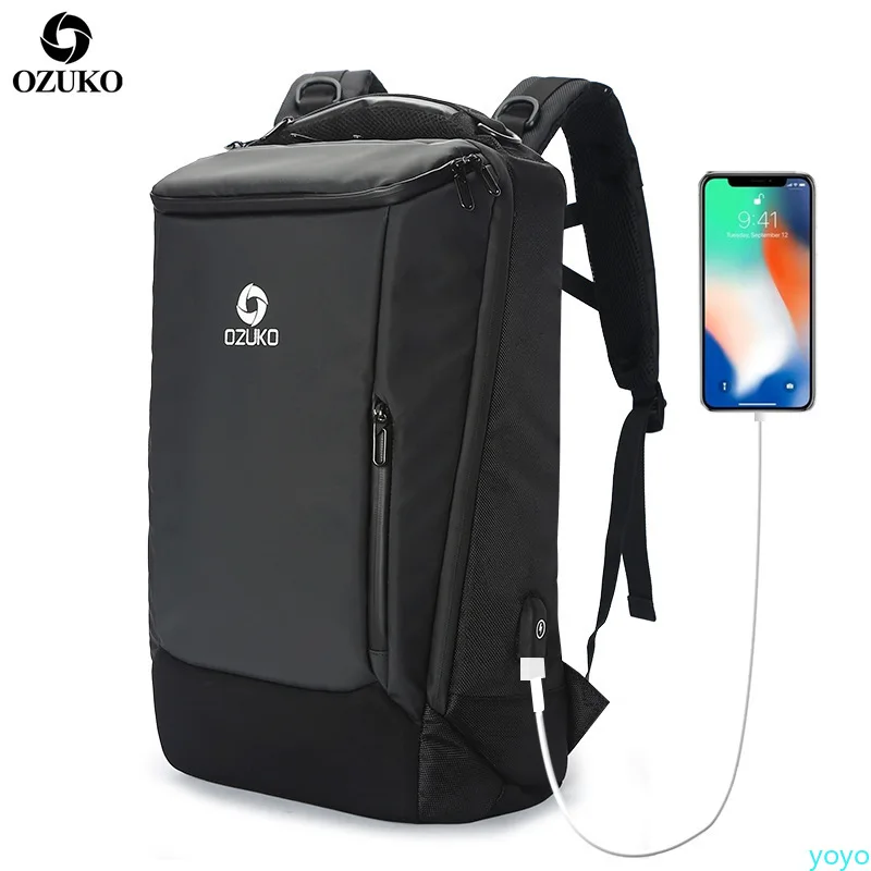 

OZUKO Business Duplex USB Multifunctional Duplex Outdoor Waterproof Computer Travel Backpack male backpack