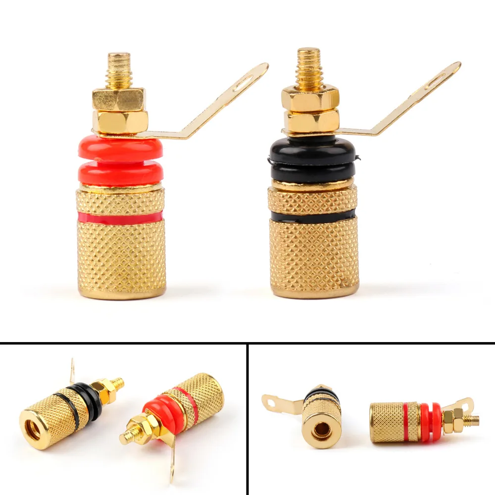 

Areyourshop 4mm 307 Gold Plated Terminal Binding Post Banana Plug Jack Socket Connector 2/10PCS Wholesale Connector