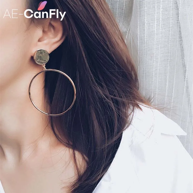 AE CANFLY оптовая продажа Мода большой круг Длинные висячие серьги простой