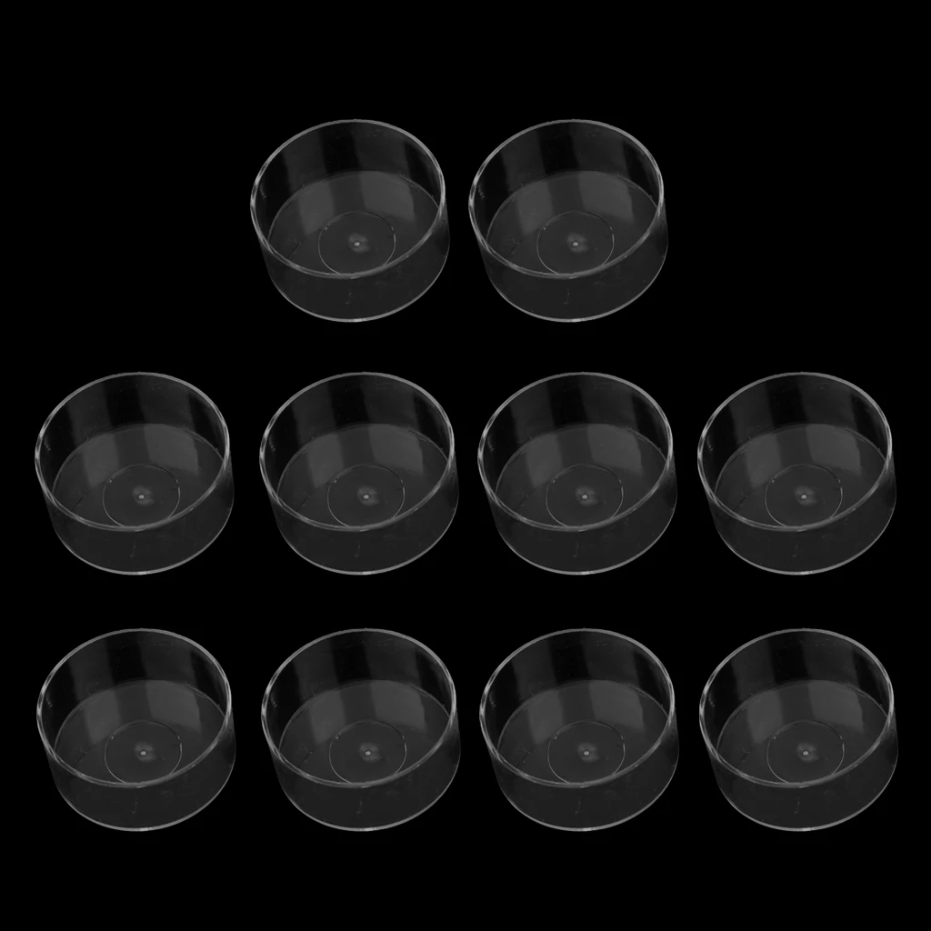 Heat-Resistant Clear Plastic Tea Light Container Cups 10 Pack, Round Shaped, 30mm x 16mm (Dia x Height)