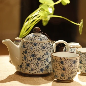 

Japanese ceramic teaware teapot teacup set combination Chinese kungfu tea ceremony pot cup drinkware gift bow