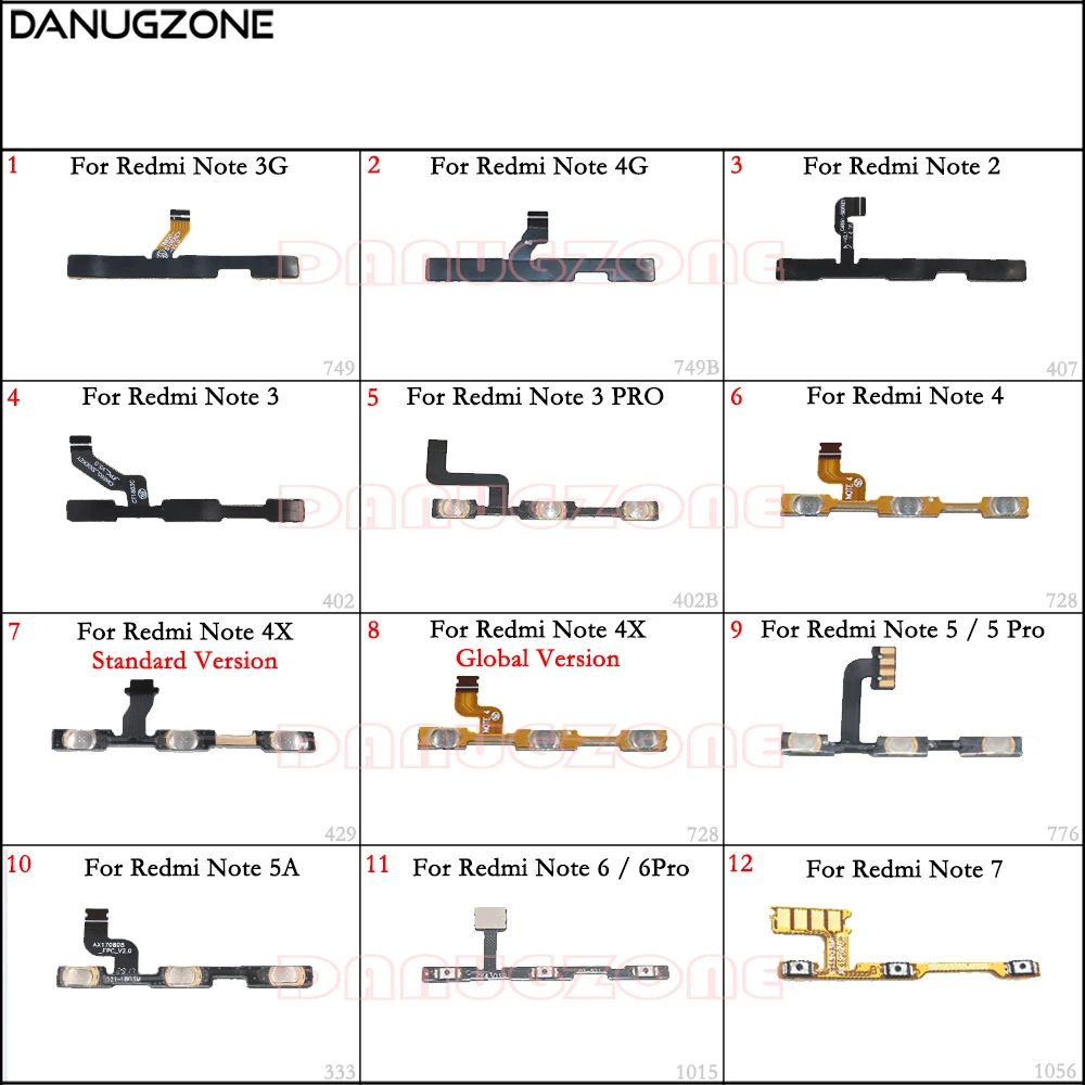 

Power Button On / Off Volume Mute Switch Button Flex Cable For Xiaomi Redmi NOTE 6 6A 7 5A 5 PRO 2 3 4 4X / NOTE 3G 4G