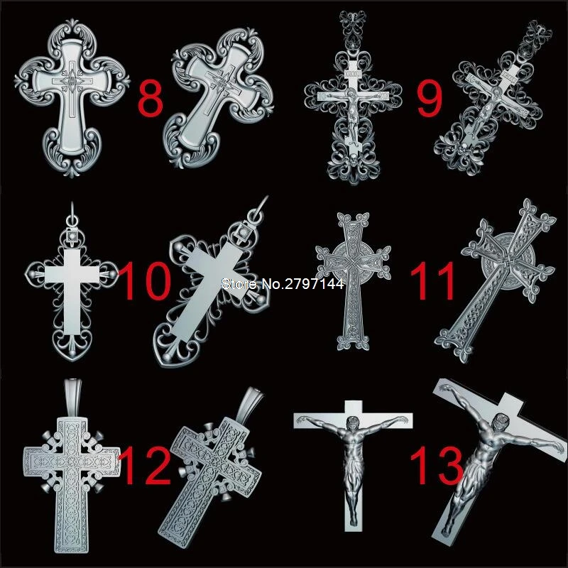 12pcs for choose Jesus Cross 3D STL model for carved figure cnc machine crucifix model Router Engraver ArtCam 