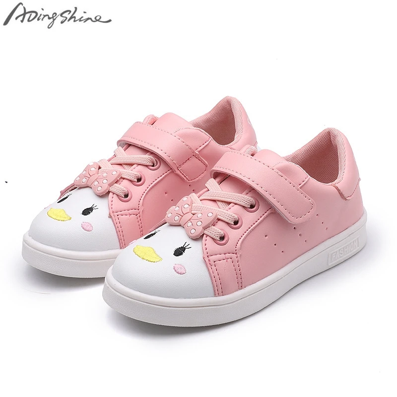 Cute Cat Pattern Girls Shoes Autumn Baby Girl PU Leather Shoes Kids Casual Solid Colors Single Flat Shoes For Girl