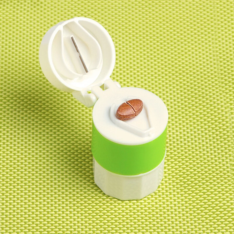 

1Pc Pill Cutter Medicine Crusher Grinder Splitter Tablet Cutter Divider Storage Case Pill Box Cutting Tablets Container Box