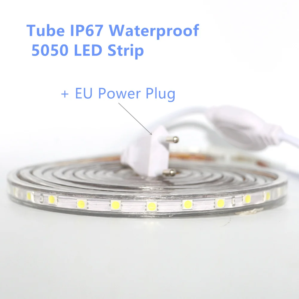 Гибкая светодиодная лента IP67 5050 водонепроницаемая 60 светодиодов/м 220 В