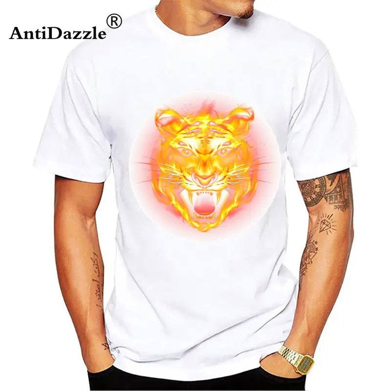 Flame Shirt Tiger T-shirt Anime T Animal 3d Print Tshirt Cool Slim Men Short Sleeves Mens Brand Clothing 2017 High Quality | Мужская