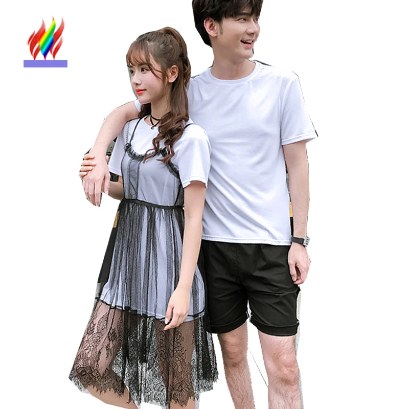 Couple Matching Lovers Clothes Summer Holiday Valentine's Day Preppy Style Dresses Cute Sweet A