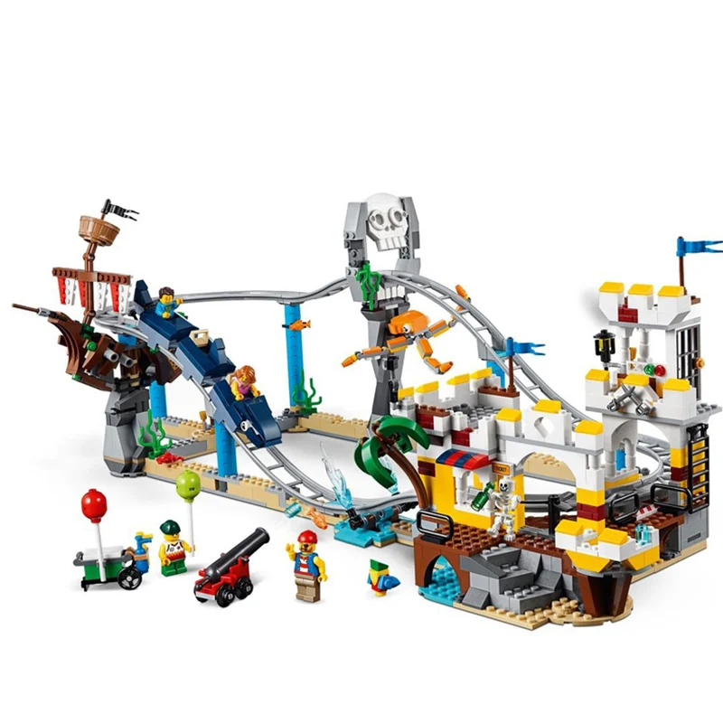 

1033pcs Pirate Roller Coaster Model Building Blocks Compatible Legoings Bricks For Kids Educational DIY Toys Christmas Gifts