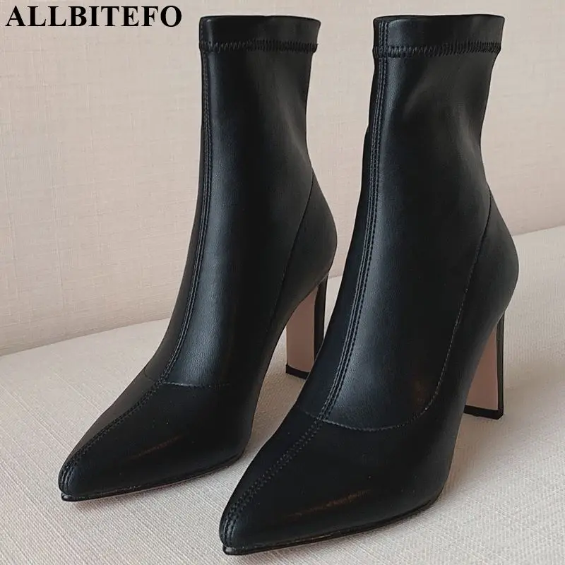 ALLBITEFO fashion sexy high heels night club party women boots 6 color ankle boots for women autumn girls boots ladies shoes