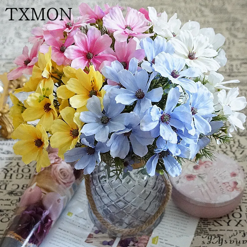 12 branches water grass pansies cosmos simulation fake flowers home party garden photography