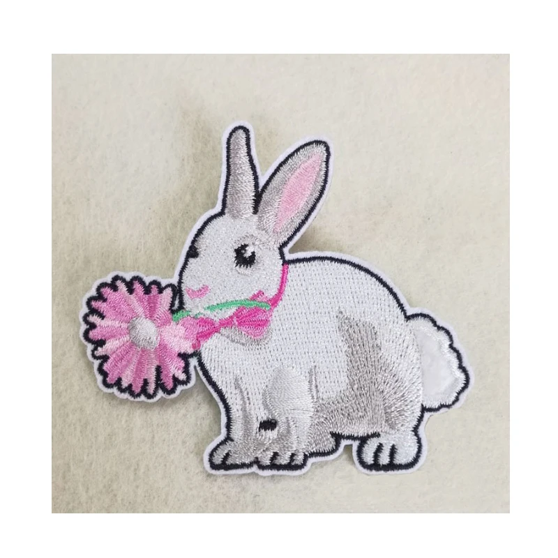 

High Quality Lovely Rabbit Patches Iron On Or Sew Fabric Sticker For Clothes Badge Embroidered Appliques DIY