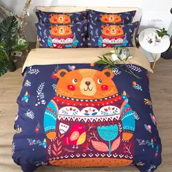 LLANCL милое одеяло с рисунком животного медведя/пододеяльник/одеяло для взрослых Спальни 3 шт полиэфирное волокно Рождественский подарок