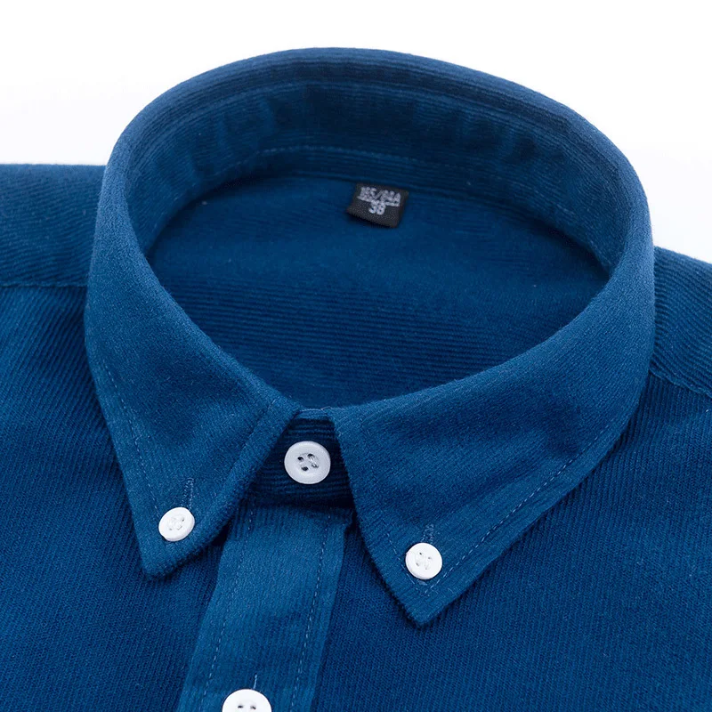 2019 вельветовые для мужчин рубашки для мальчиков Винтаж Британский одноцветная полоска отдыха костюмы с длинным рукавом рубашк