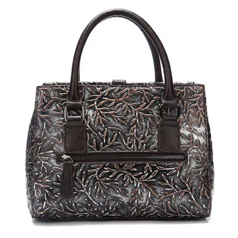 

New style leather retro casual handbag cowhide embossing and brushing color single shoulder handbag postman bag