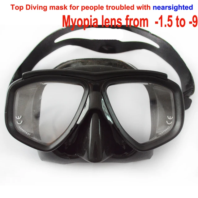 Professional tempered glass myopia lens scuba diving mask optical