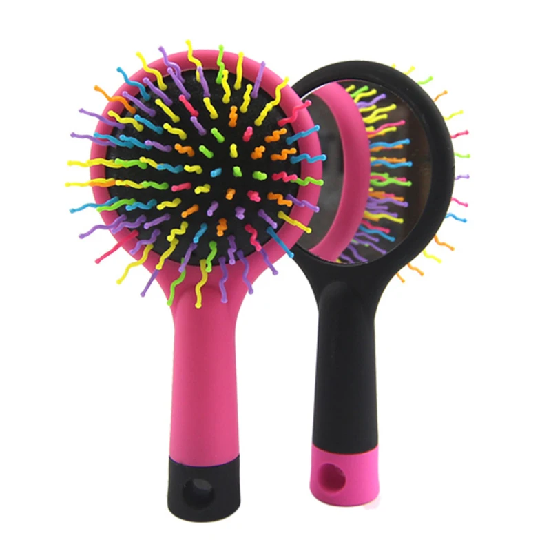 Online Elecool Pelangi dengan S Sikat Rambut Sisir dengan Cermin Ajaib Perm Wave Curl Pijat Sehat Rambut Sikat Sisir 3 Colrs tersedia