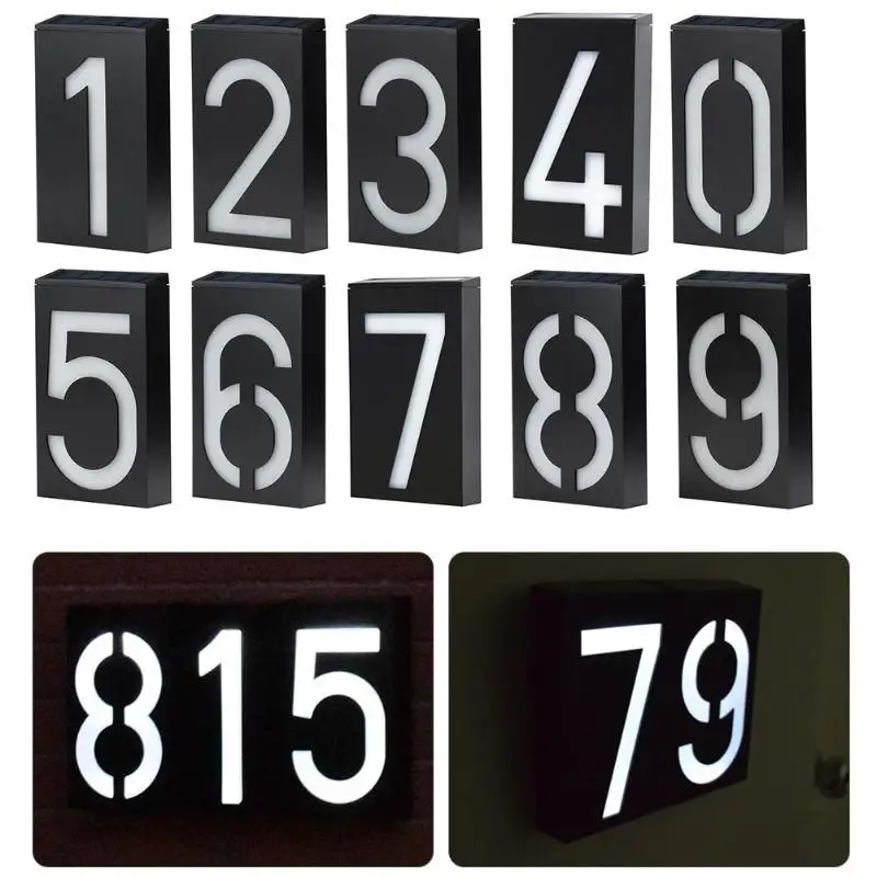 

New Number 0-9 Solar Light Outdoor Waterproof 6 LED Bulb Light HouseDoor Address Number Digits Plate Sunlight Doorplate Lamp