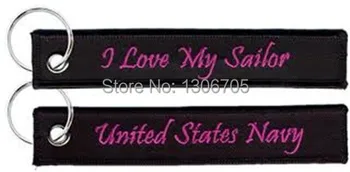 

United States Navy I Love My Sailor Key Chain Bag Tag Strap