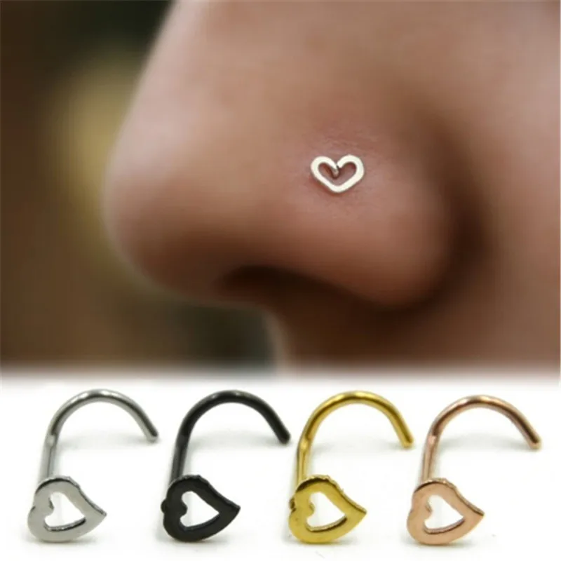 

MJARTORIA 2018 Fashion Love Shape Stud Earrings For Women Stainless Steel Nose Nail Earrings Party Jewelry Accessories