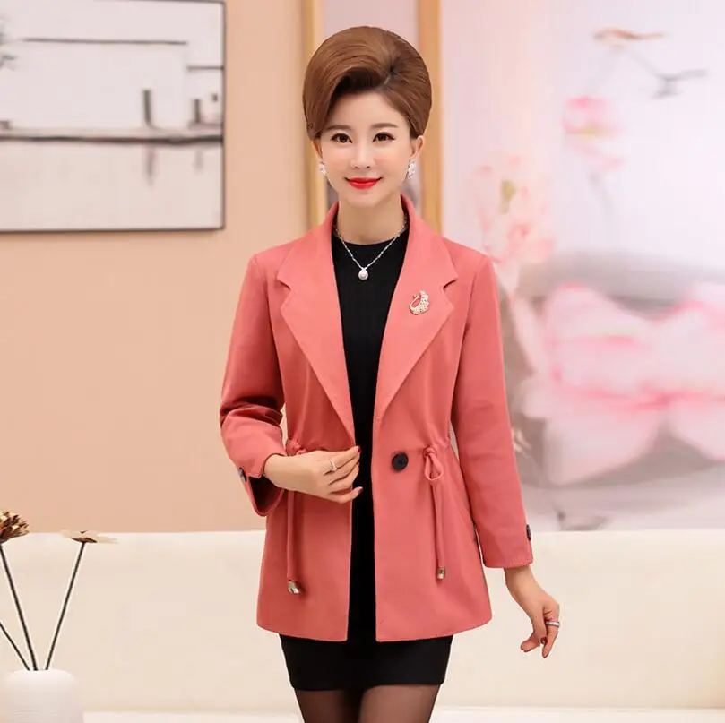 Fashion middle aged women's jacket Autumn female plus size Drawstring Slim waist Coat Overcoat Women Elegant Windbreaker w83 Fashion middle aged women's jacket Autumn female plus size Drawstring Slim waist Coat Overcoat Women Elegant Windbreaker w83