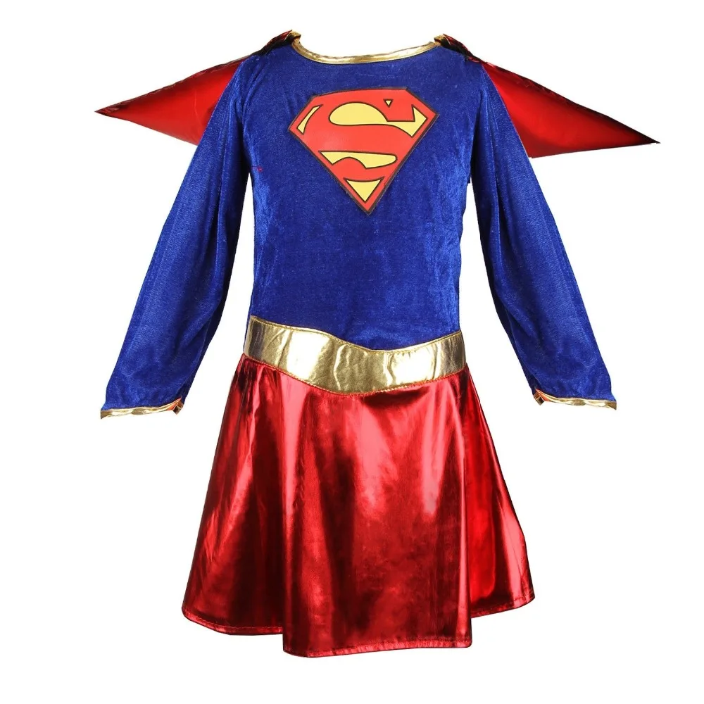 Kids Child Girls Costume Fancy Dress Superhero Supergirl Comic Book Party Outfit