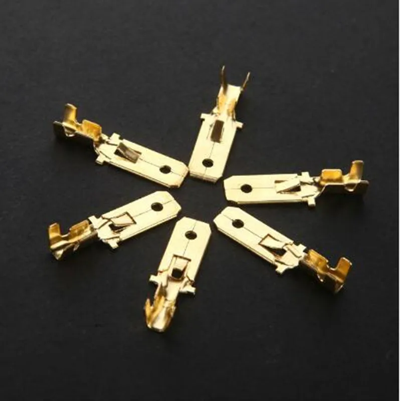 

100pcs/lot 6.3mm Crimp Terminal Male Splice Spade Connector Copper Splice With Case