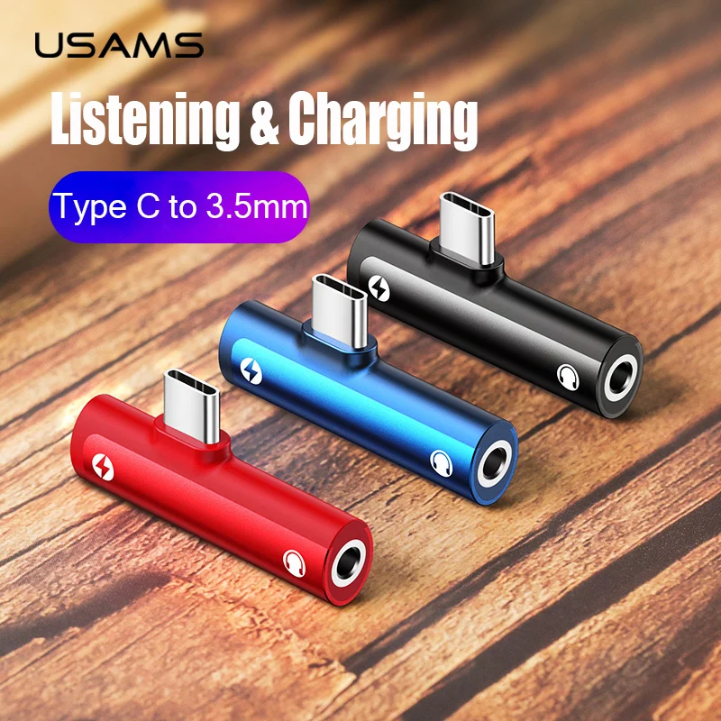 

USAMS Type C Male to 3.5mm Female Adapter Type-c OTG Converter Charger&Listen&Call&Volume Audio Adapter for Samsung USB C Charge