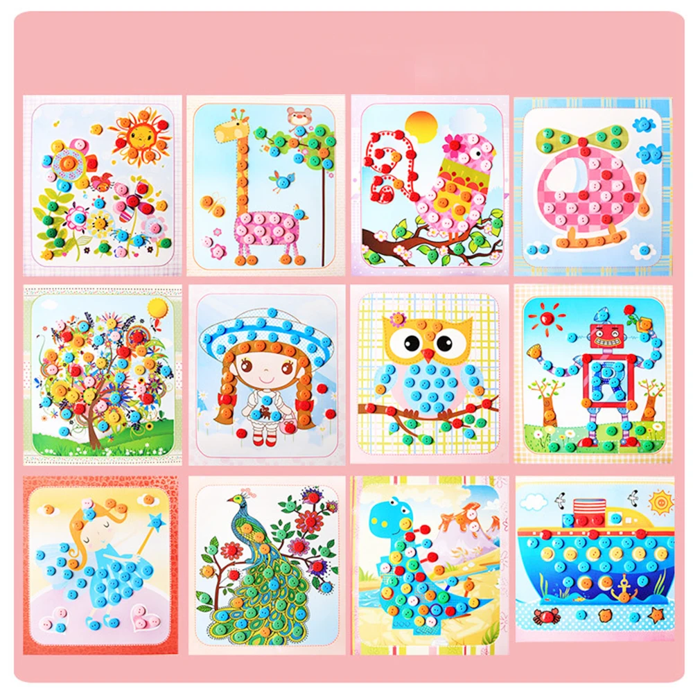 Basic & Life Skills Toys Puzzle button training Learning & Education 12 pc/lot Button baby Stickers Handmade DIY Toy For Child Basic & Life Skills Toys Puzzle button training Learning & Education 12 pc/lot Button baby Stickers Handmade DIY Toy For Child