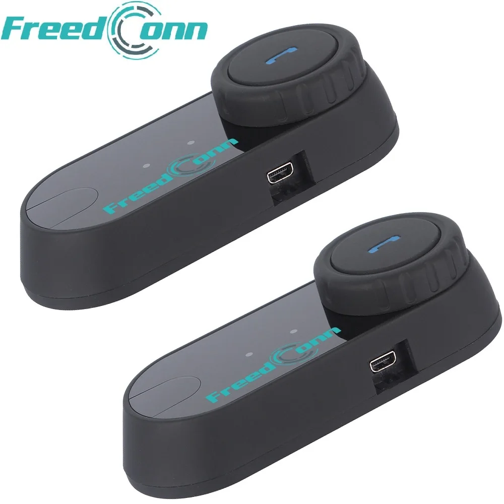 2pcs FreedConn Original T-COM FM Bluetooth Motorcycle Helmet Intercom Interphone Headset+Soft Microphone for Full Face Helmet