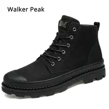 Мужские ботинки из натуральной кожи; модные дизайнерские Брендовые ботильоны с теплым мехом внутри; Мужская зимняя обувь; ботинки; большие размеры 37-46