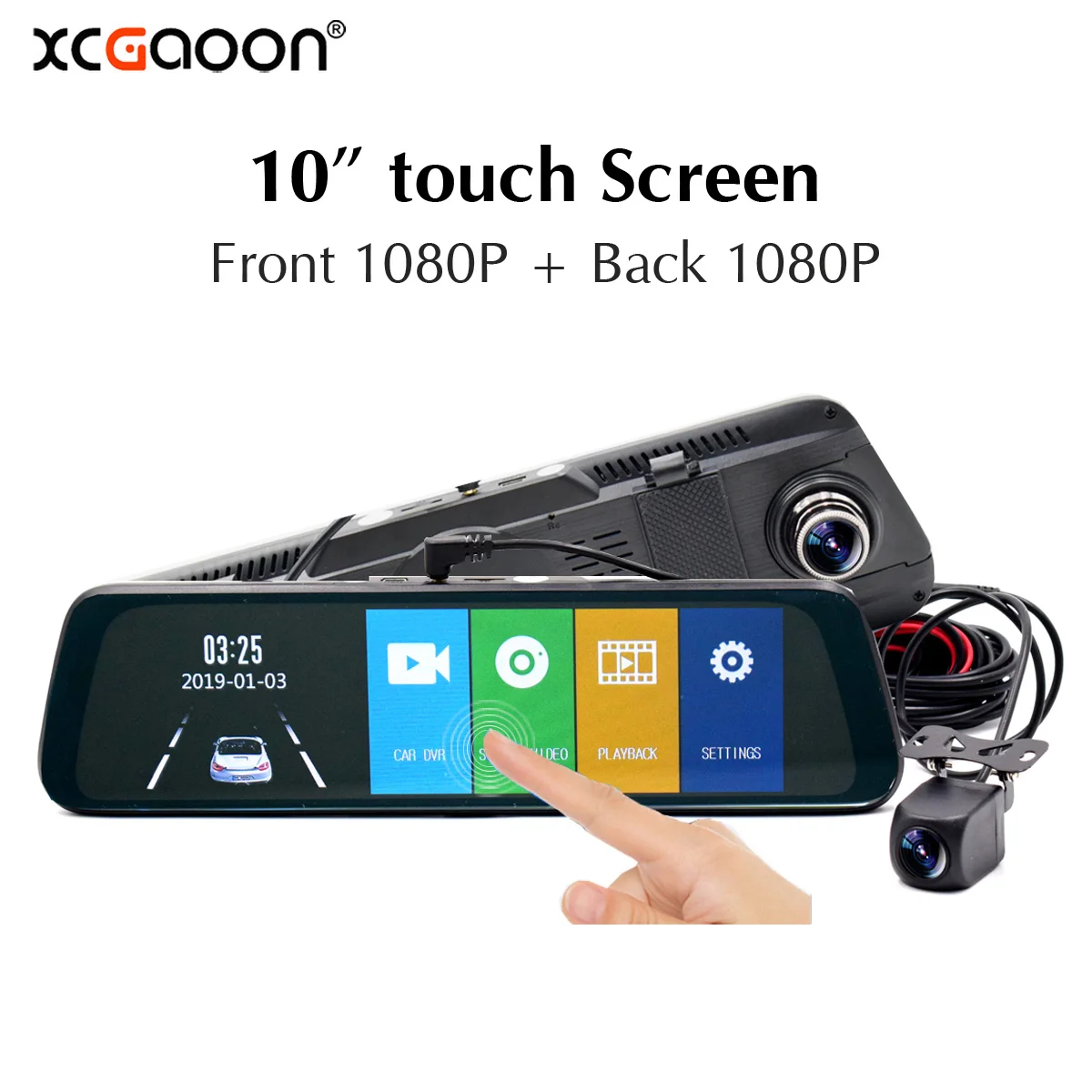 

XCGaoon 10 inch Touch screen Car DVR Rear View Mirror Dash cam Car Camera Dual 1080P Back Camera Dual lens video Recorder