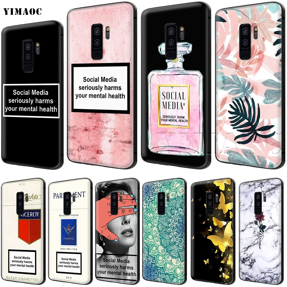 

YIMAOC Social Media Harms Your Health Soft Silicone Case for Samsung Galaxy S6 S7 Edge S8 S9 Plus A3 A5 A6 Note 8 9