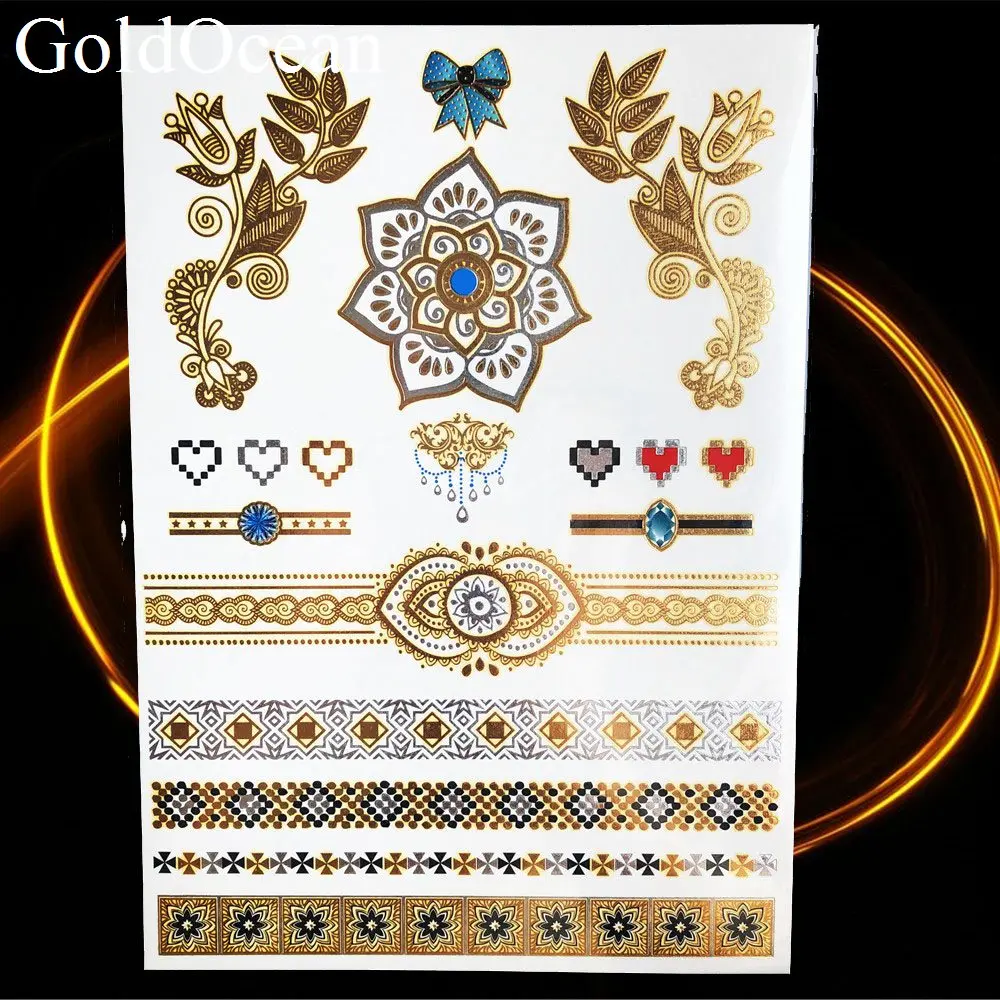 Индийские цепочки золотые металлические временная татуировка наклейки серьги