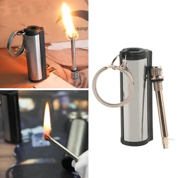 1 pc 2016 New Stainless Steel Permanent Survival Camping Emergency Fire Starter Flint Match Lighter With KeyChain Free Shipping